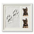 Clay Paw Print Kit — white frame with clay impressions and dog photos